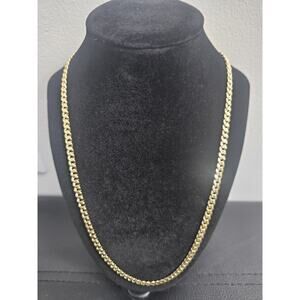 18in. Gold-Plated on brass- 5mm diamond cut frosted CUBAN Link Chain Necklace